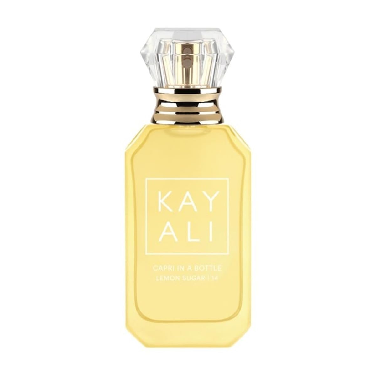 KAYALI Capri in a Bottle Lemon Sugar bottle view for bright daily wear.