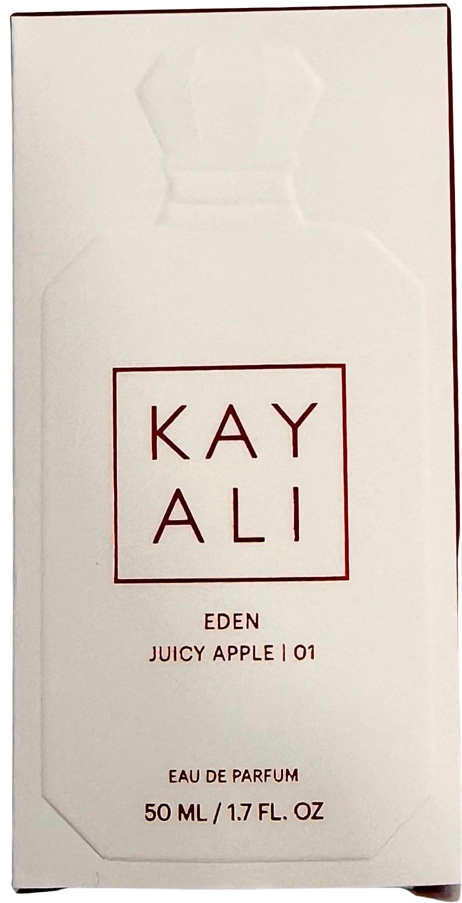 Kayali Eden Juicy Apple packaging box, minimalist design ideal for gifting