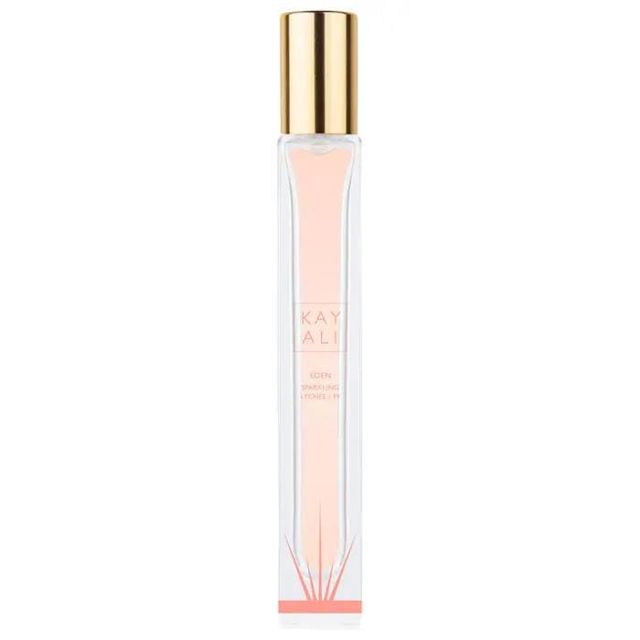 Kayali Eden Sparkling Lychee 39 travel spray bottle for on-the-go refreshment.