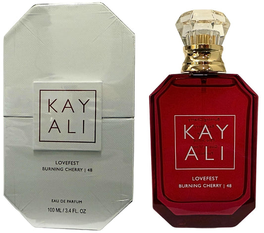 Kayali Lovefest Burning Cherry 48 bottle with rich cherry aroma for evening allure.