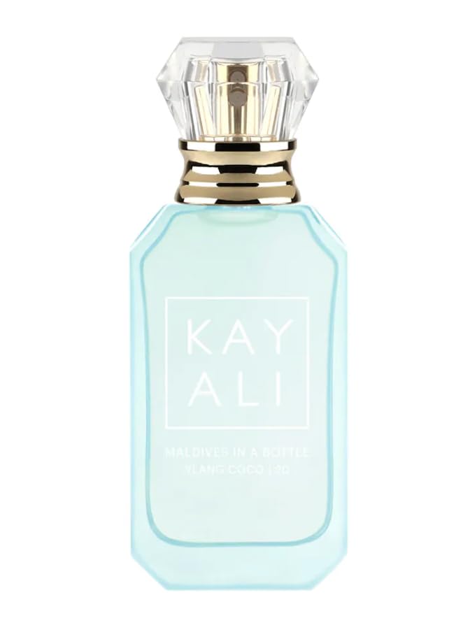 KAYALI Maldives in a Bottle Ylang Coco bottle front, ideal for everyday island-inspired fragrance.