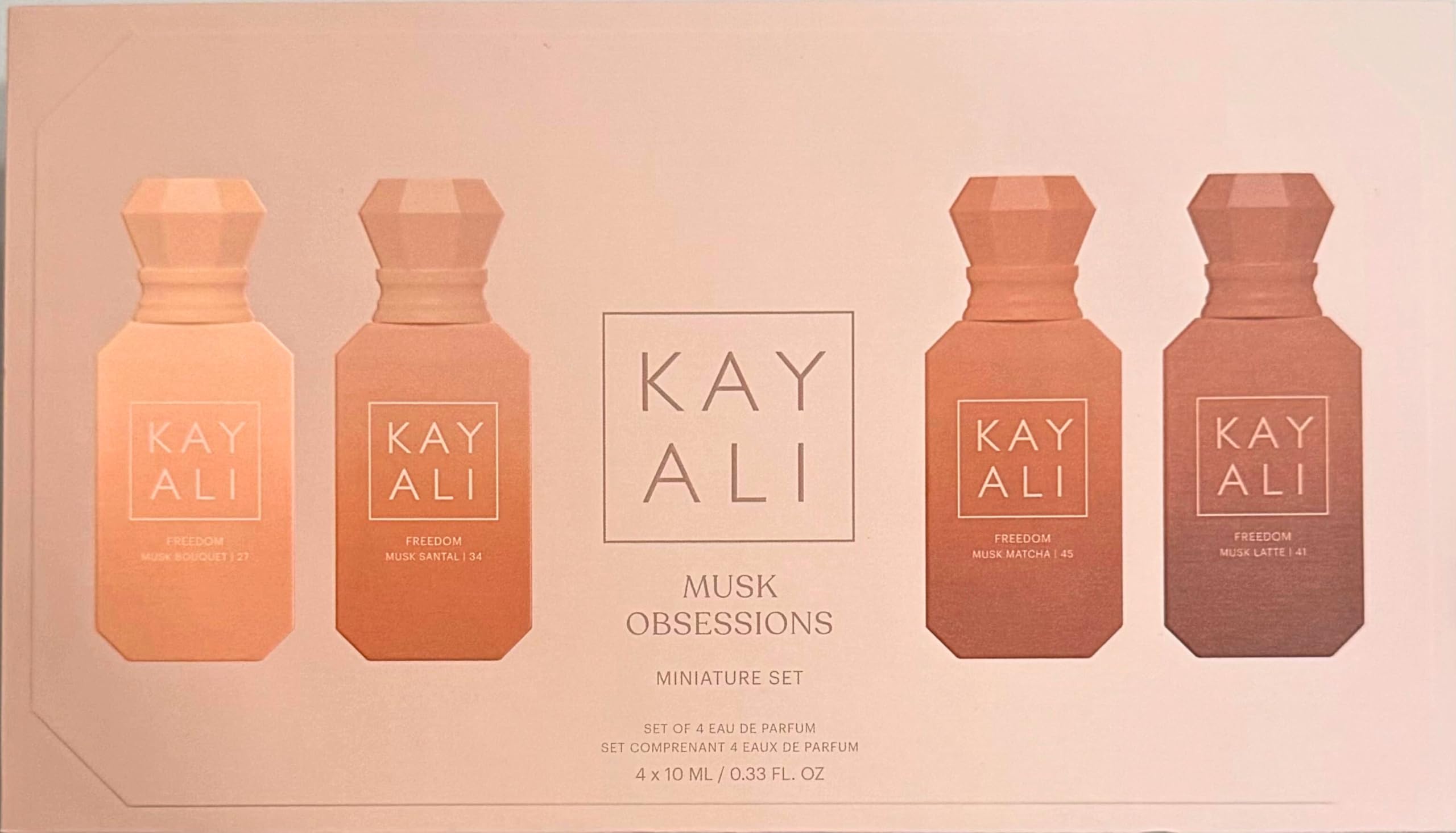 Kayali Musk Obsessions set travel sprays in a compact collection for easy on-the-go fragrance