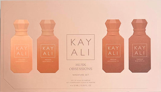 Kayali Musk Obsessions set travel sprays in a compact collection for easy on-the-go fragrance