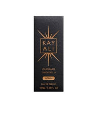 Kayali Oudgasm Café Oud packaging highlighting luxury branding