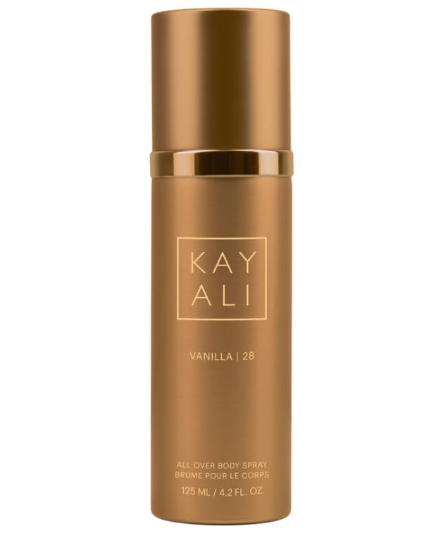 Kayali Vanilla 28 all over body spray bottle shown for daily refresh and long-lasting scent
