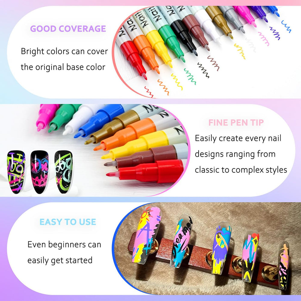 KAYLLE KT 0-5mm fine-tip nail art pens enable crisp lines