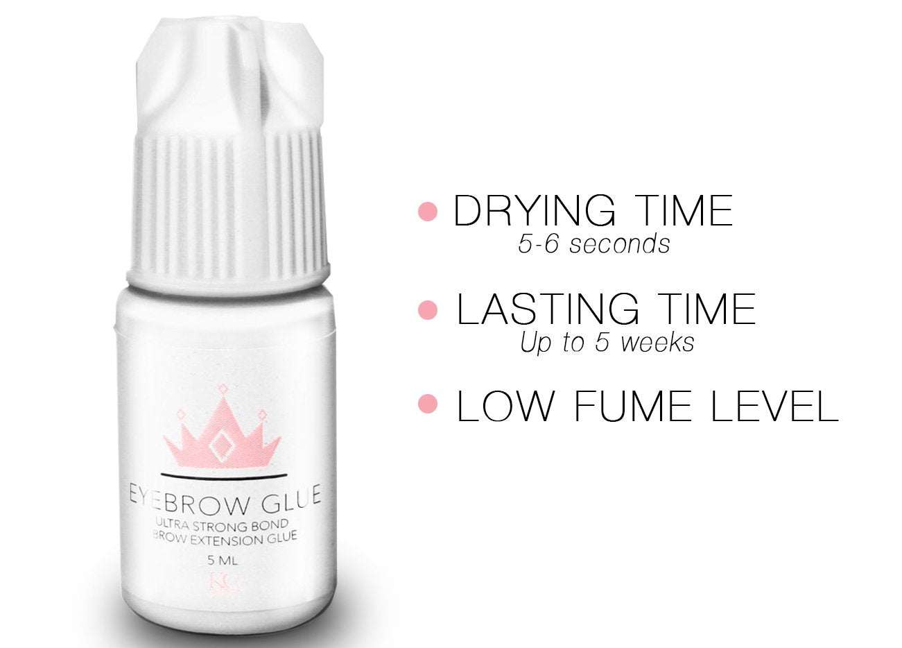 KC Republic clear brow glue for quick, secure hold on extensions.