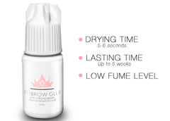 KC Republic clear brow glue for quick, secure hold on extensions.