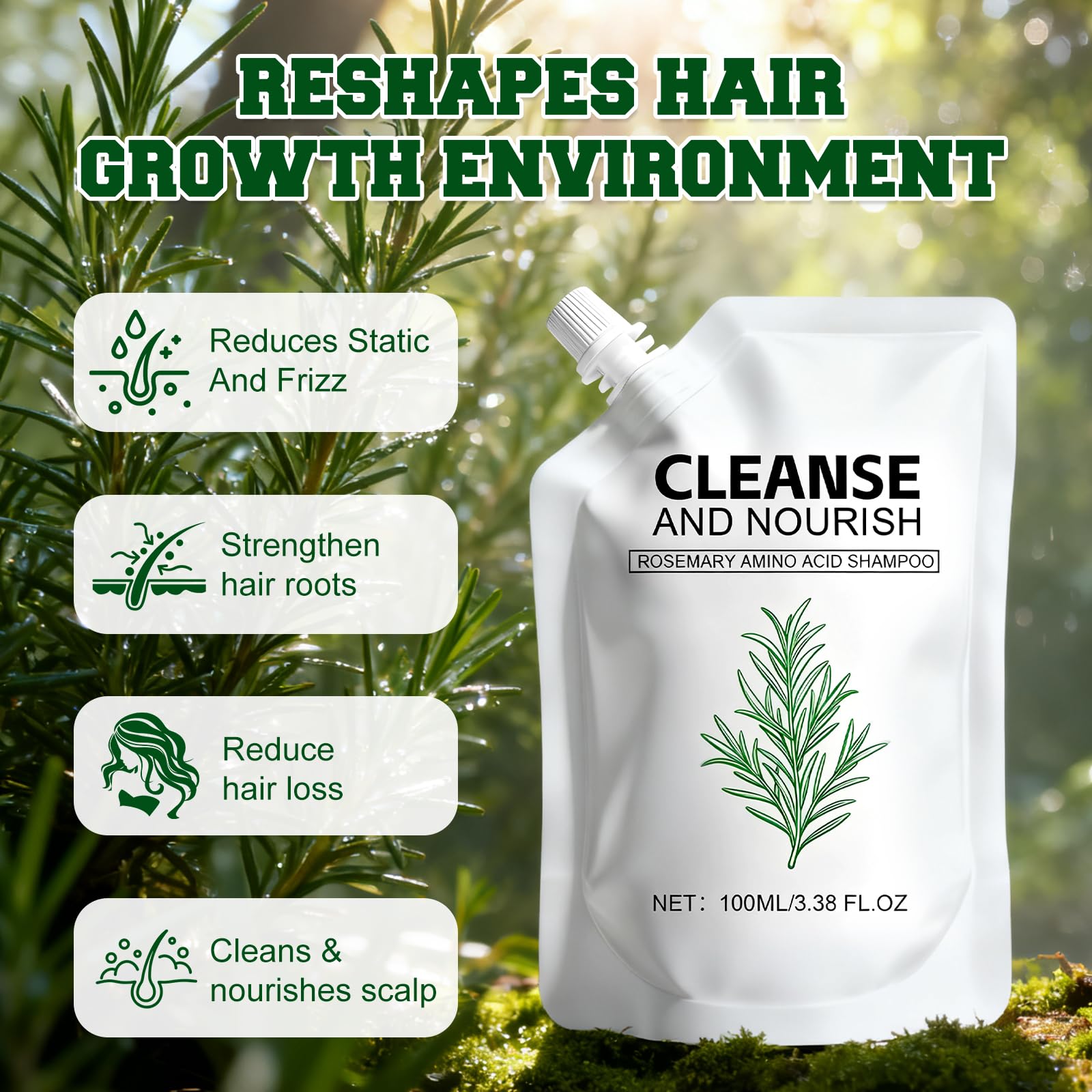 KEBEGE Rosemary Amino Acid Shampoo root-care focus supports scalp vitality.
