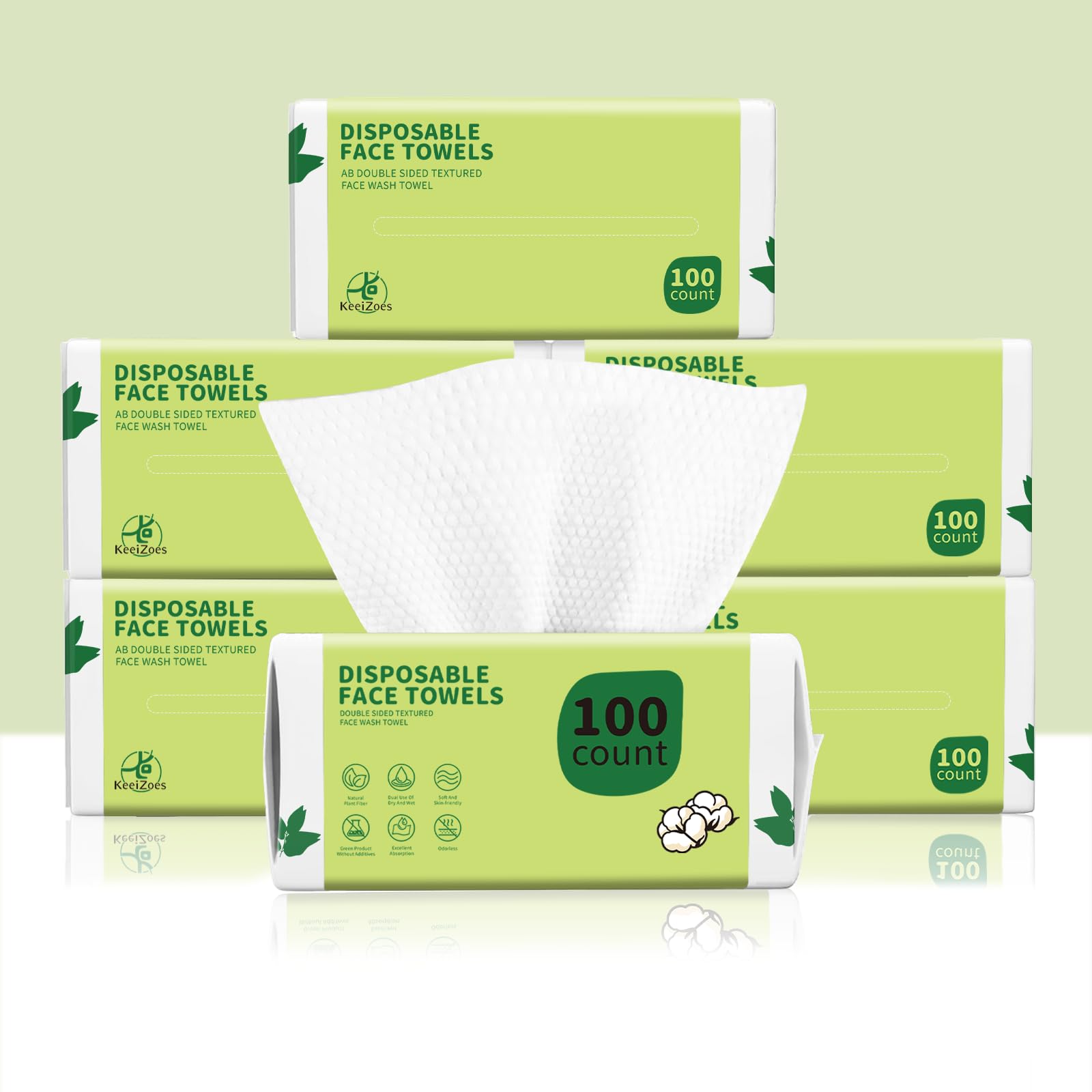 KeeiZoes disposable face towels pack shot ready for cleansing and makeup removal