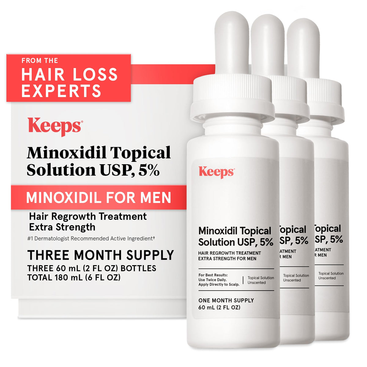 Keeps 5% Minoxidil bottle closeup for crown support