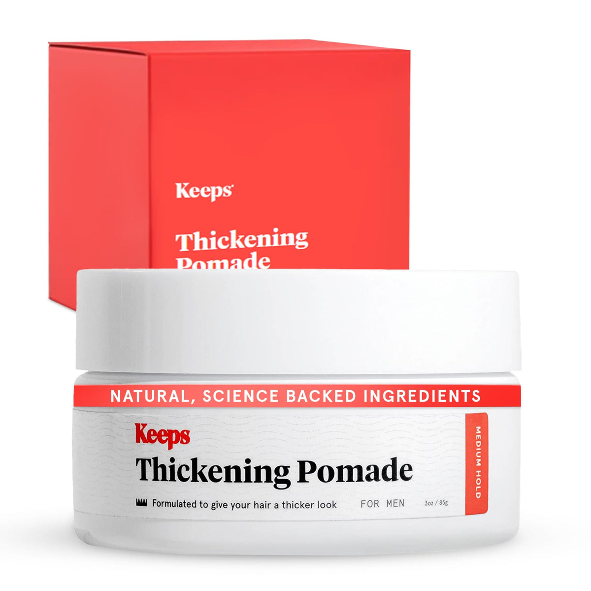 Keeps Matte Thickening Pomade bottle pour for easy, natural-looking application