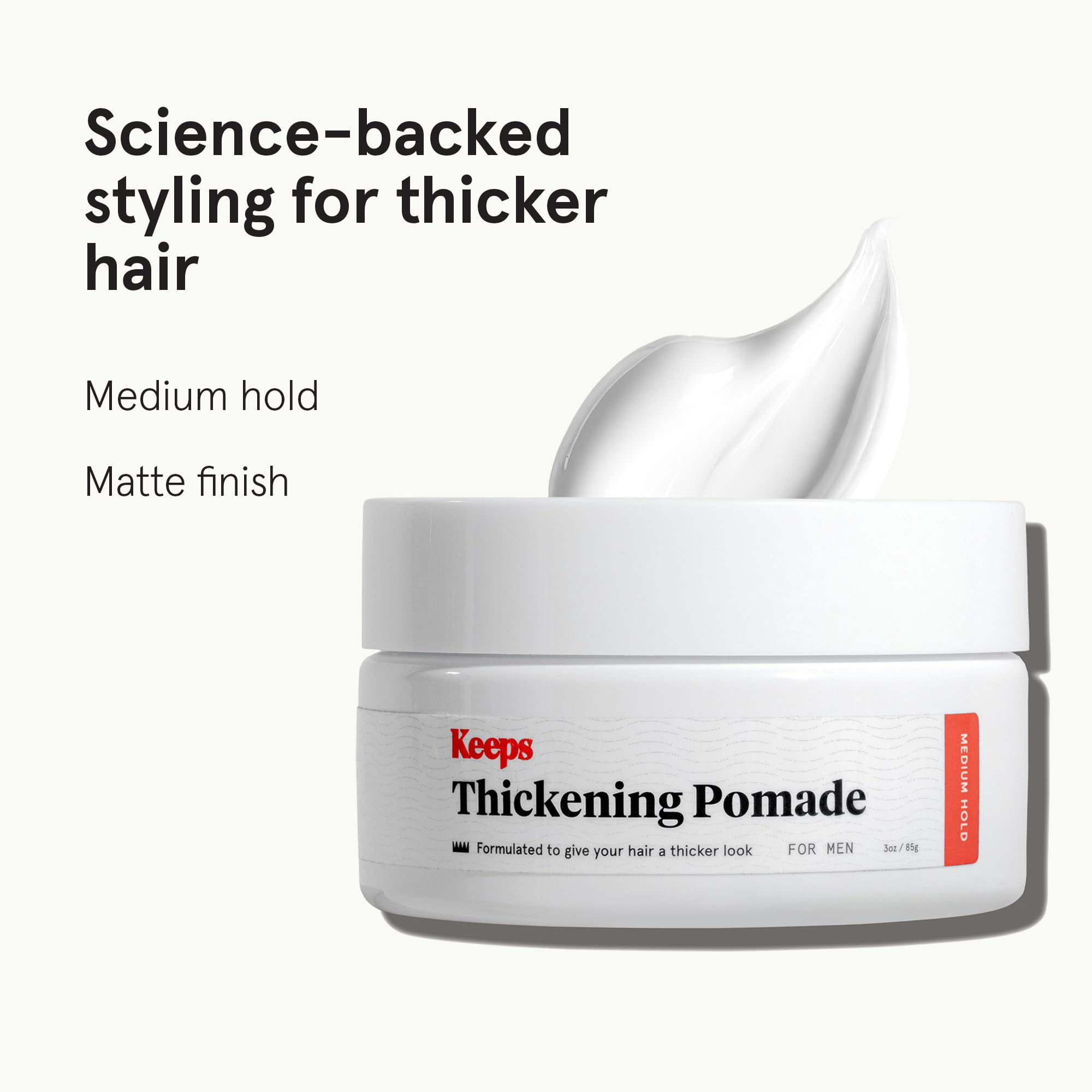 Keeps Matte Thickening Pomade hands application shows quick, medium-hold styling
