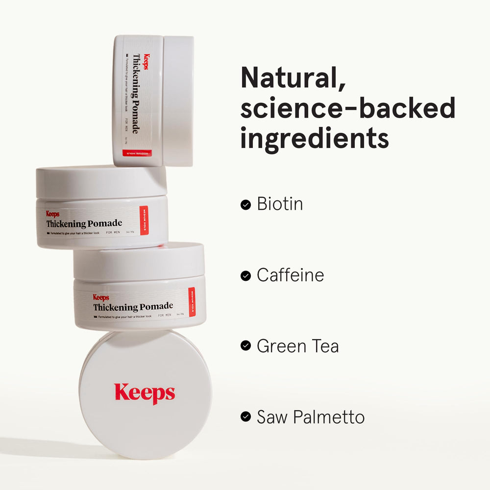 Keeps Matte Thickening Pomade on dry hair yields natural matte finish