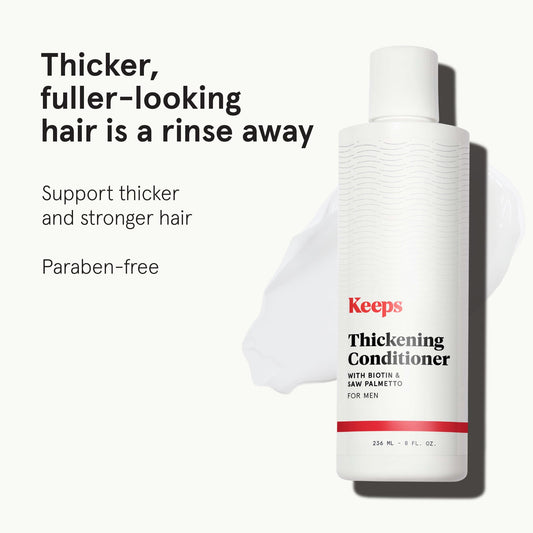 Keeps Thickening Conditioner pour detail for easy application.