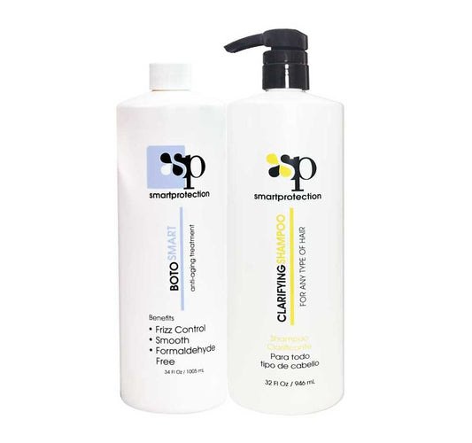 KEF BotoSmart Clarifying Shampoo bottle pour promotes shine and smoother, frizz-free hair.
