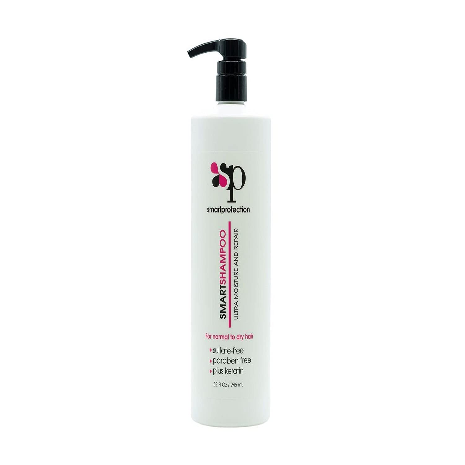 KEF Ultra Moisture Shampoo bottle back highlighting keratin and botanical blend