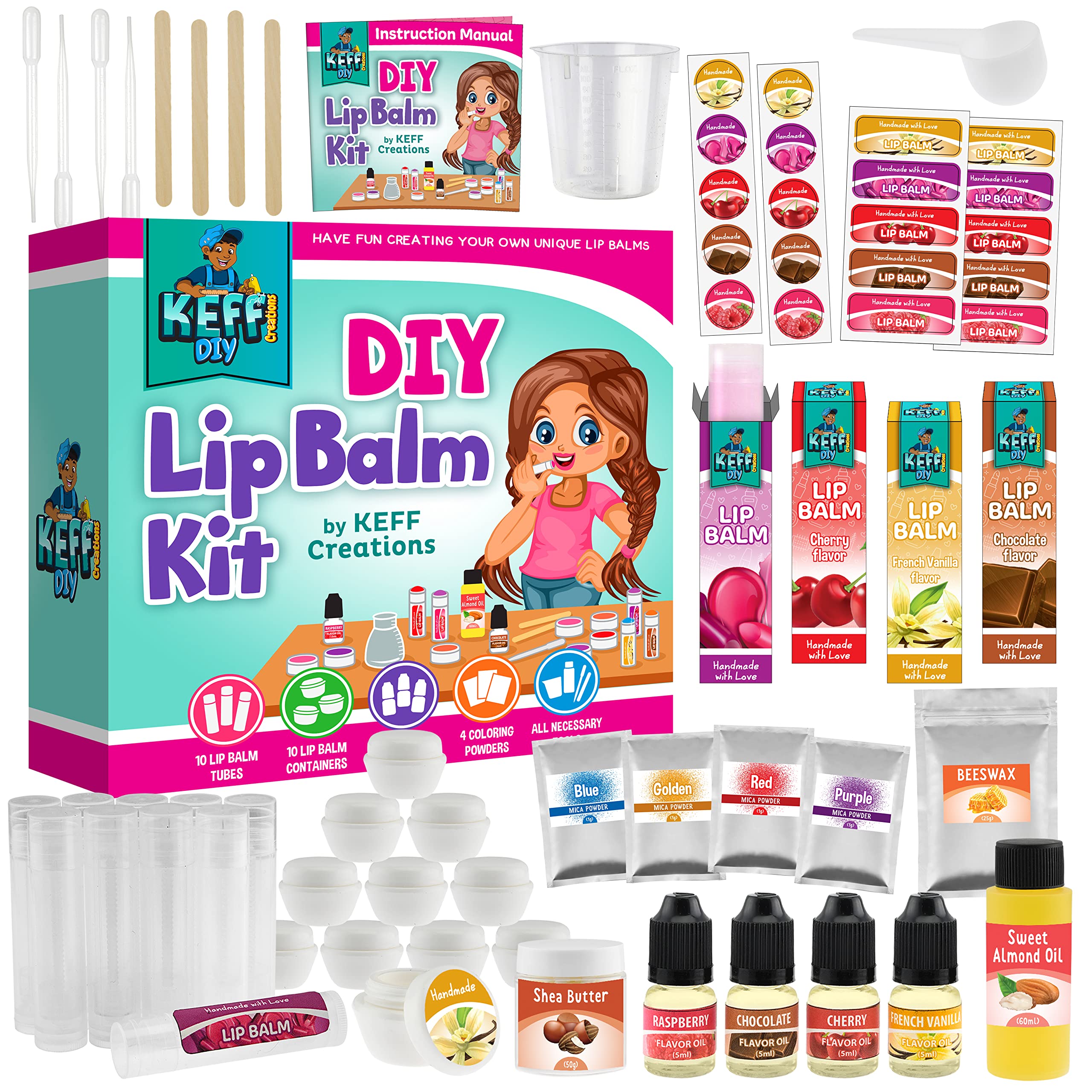KEFF lip balm making kit box showcasing the complete DIY set for safe crafting