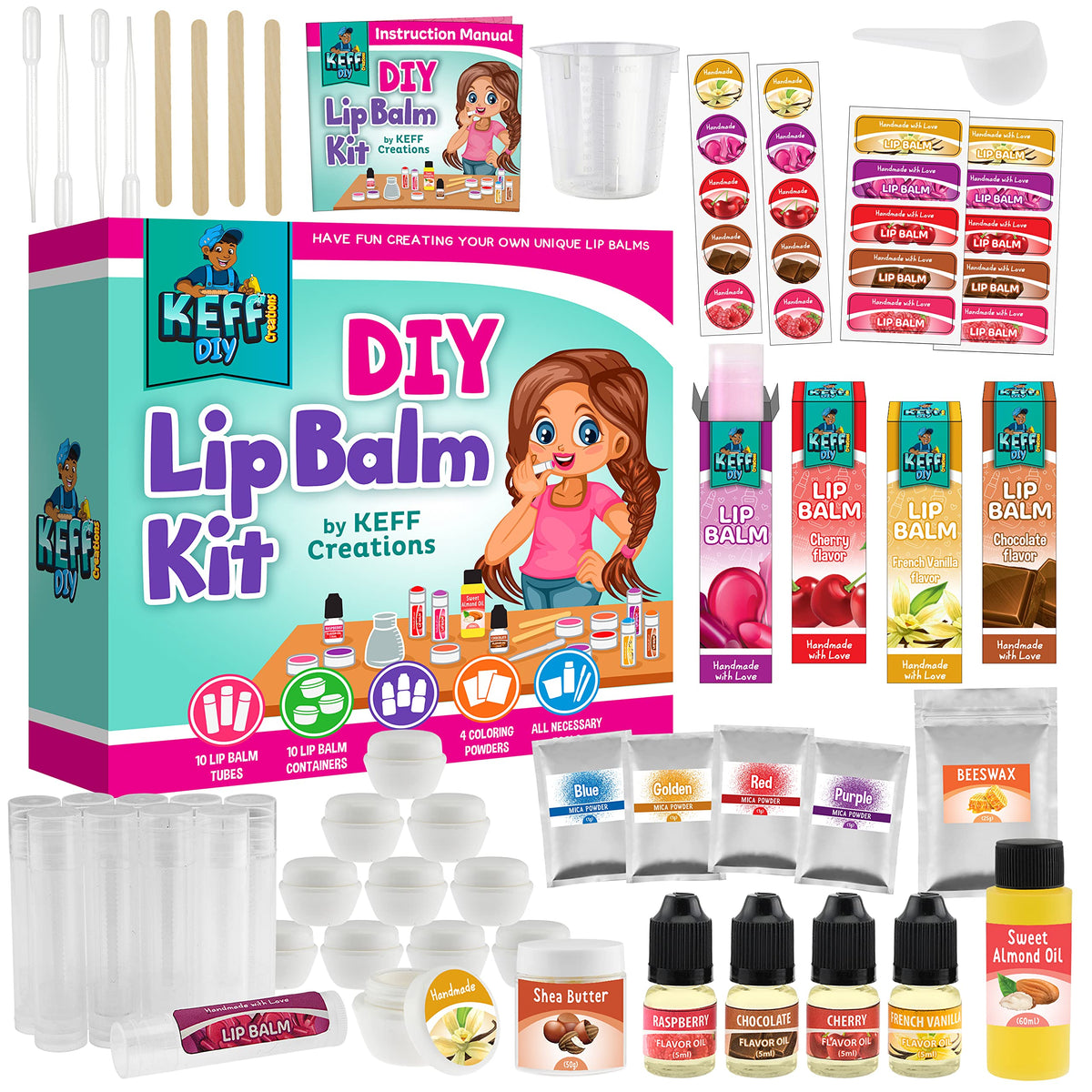 KEFF lip balm making kit box showcasing the complete DIY set for safe crafting