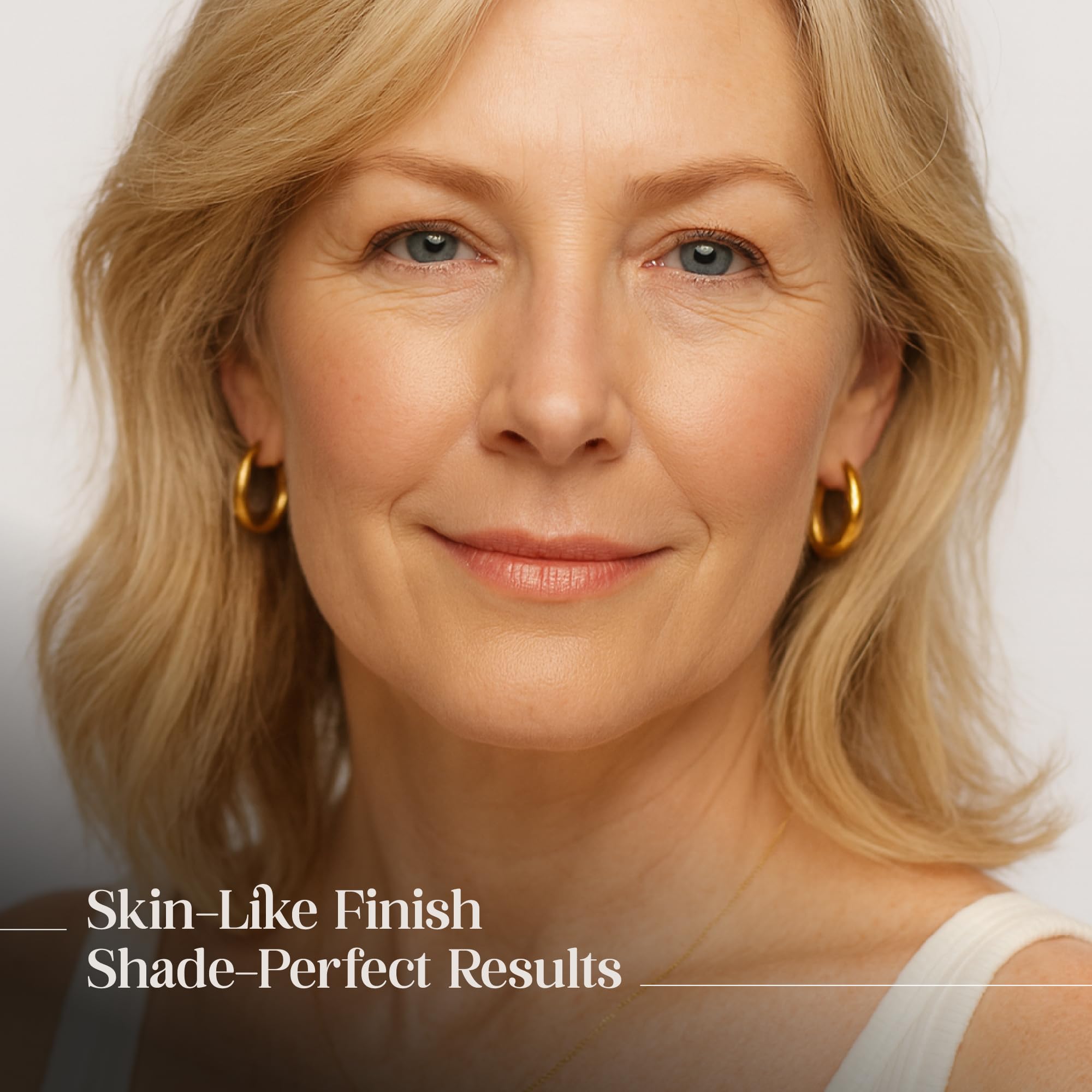Kehyla Beauty color-changing finish on skin blurs fine lines and pores.