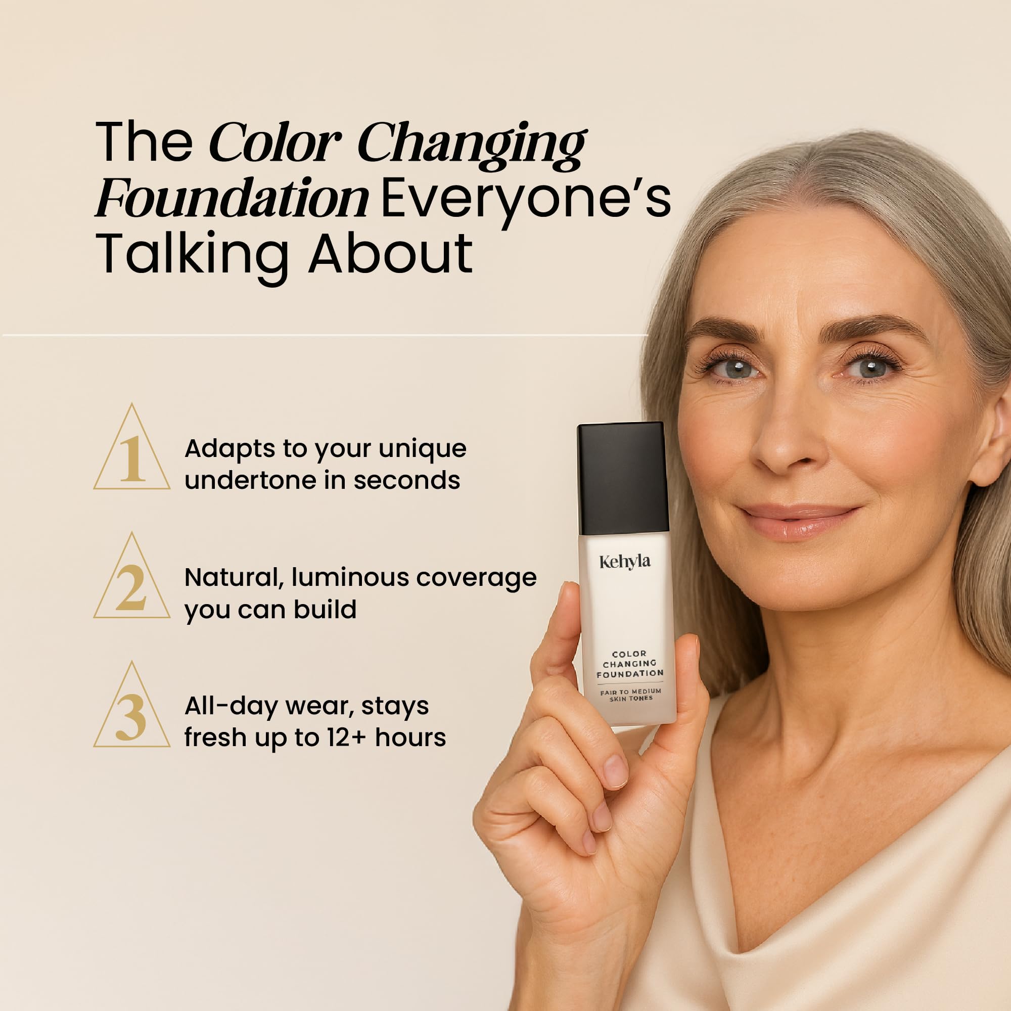 Kehyla Beauty packaging and tube highlight lightweight, long-lasting formula.
