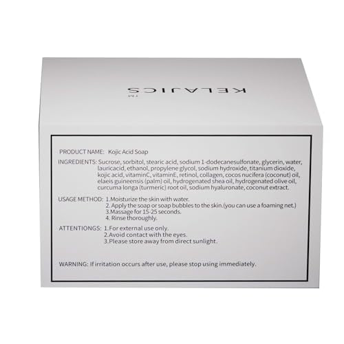 KELAJICS kojic acid soap bar lather application showing even-toned skin prep.