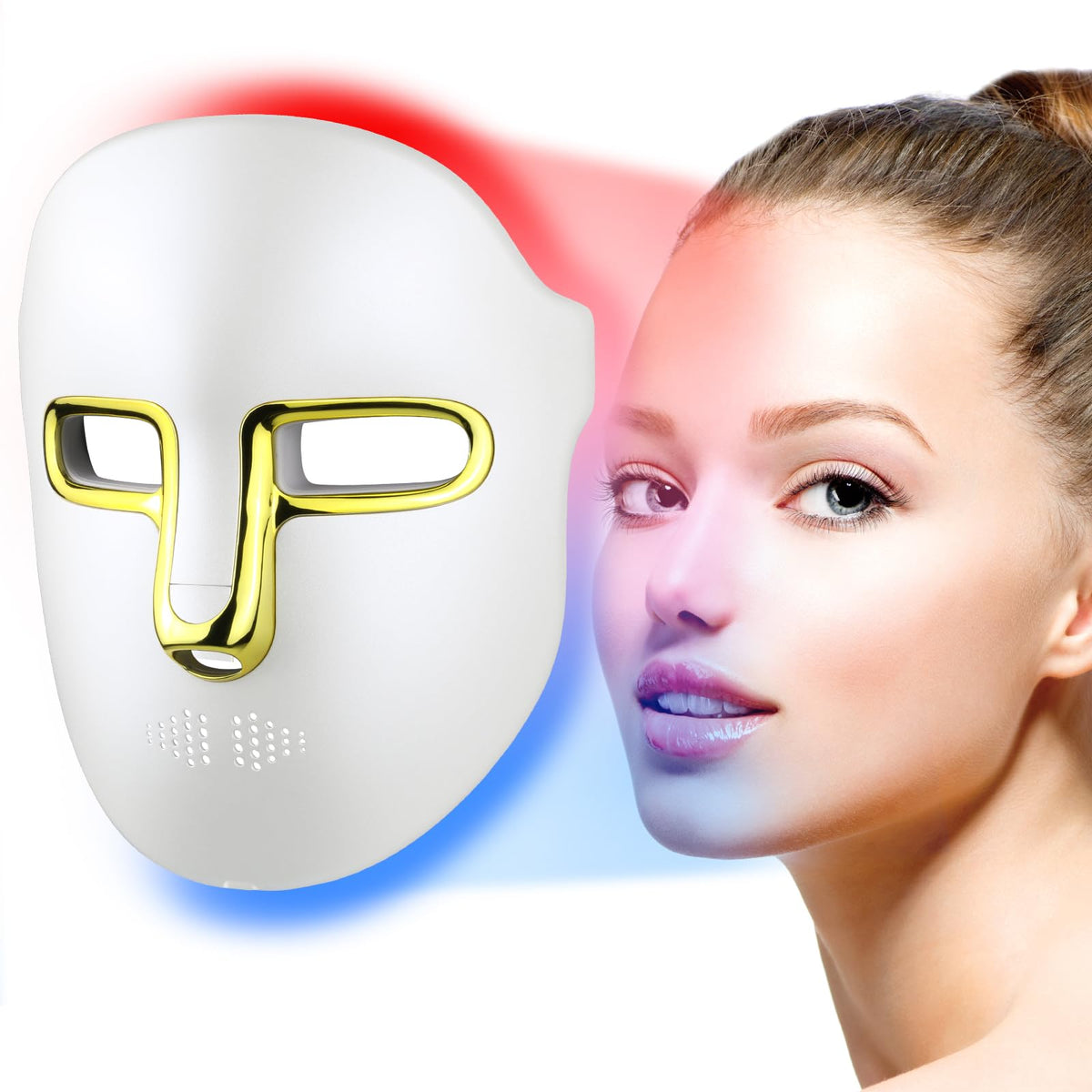 Kelyoo red light face mask front view showing wearable design for at-home use.