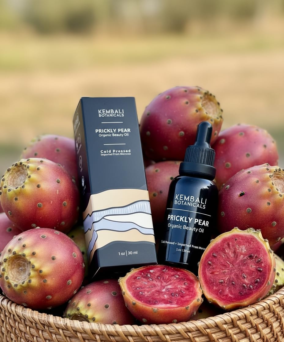 Unrefined Moroccan Prickly Pear Seed Oil in amber bottle for potency.