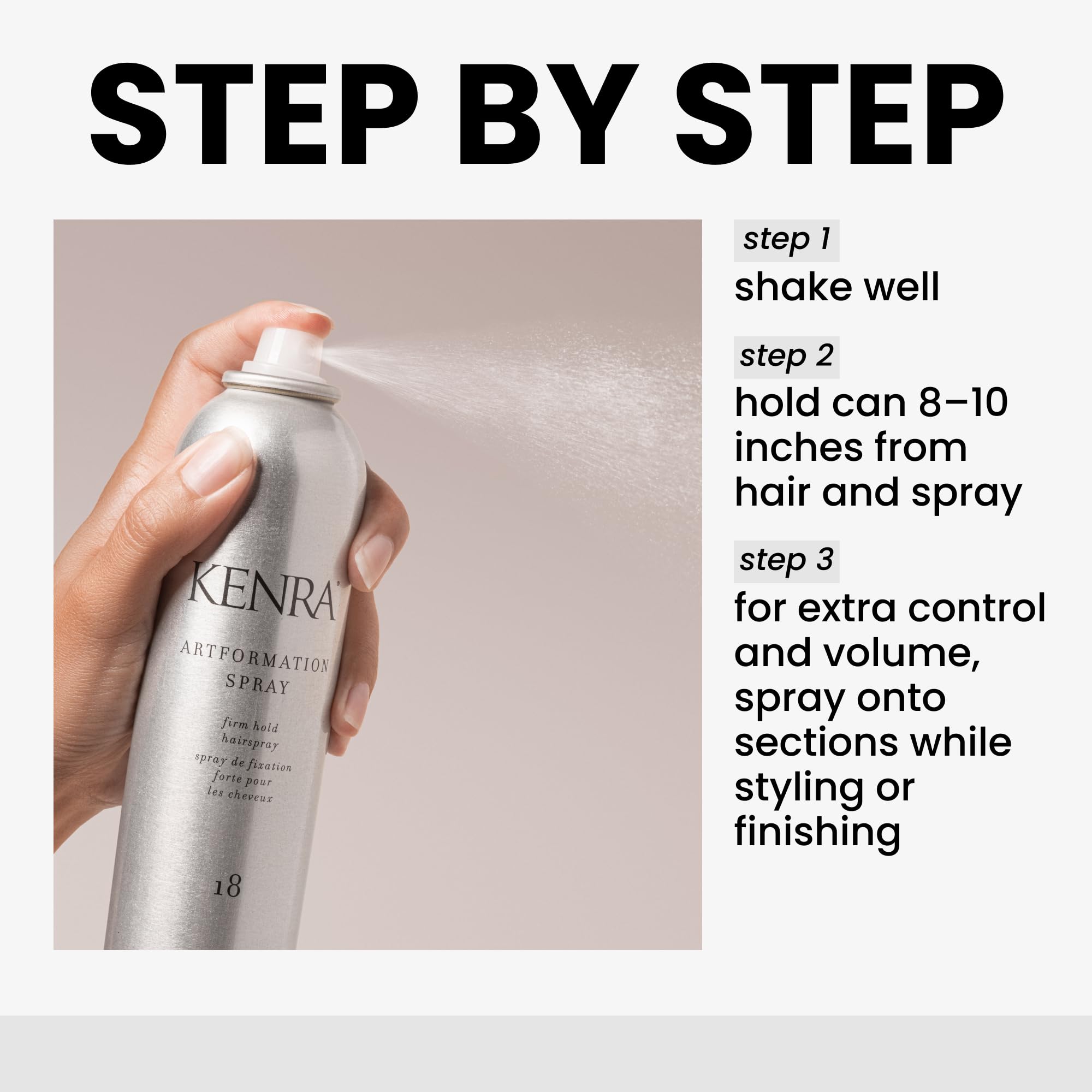 Kenra Artformation Spray 18 fast-drying formula speeds daily styling.