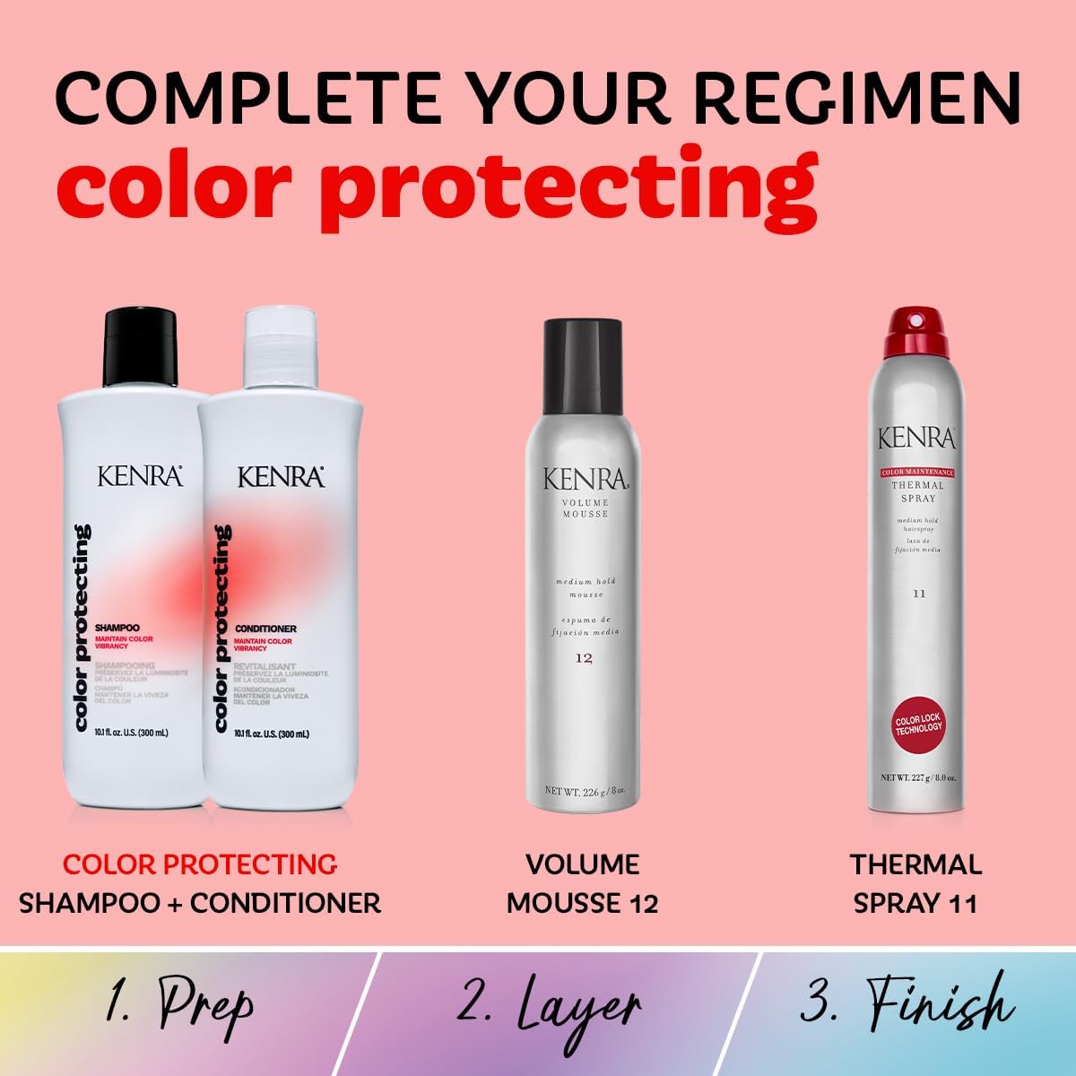 Kenra Color Protecting Set with pumps provides convenient daily use.
