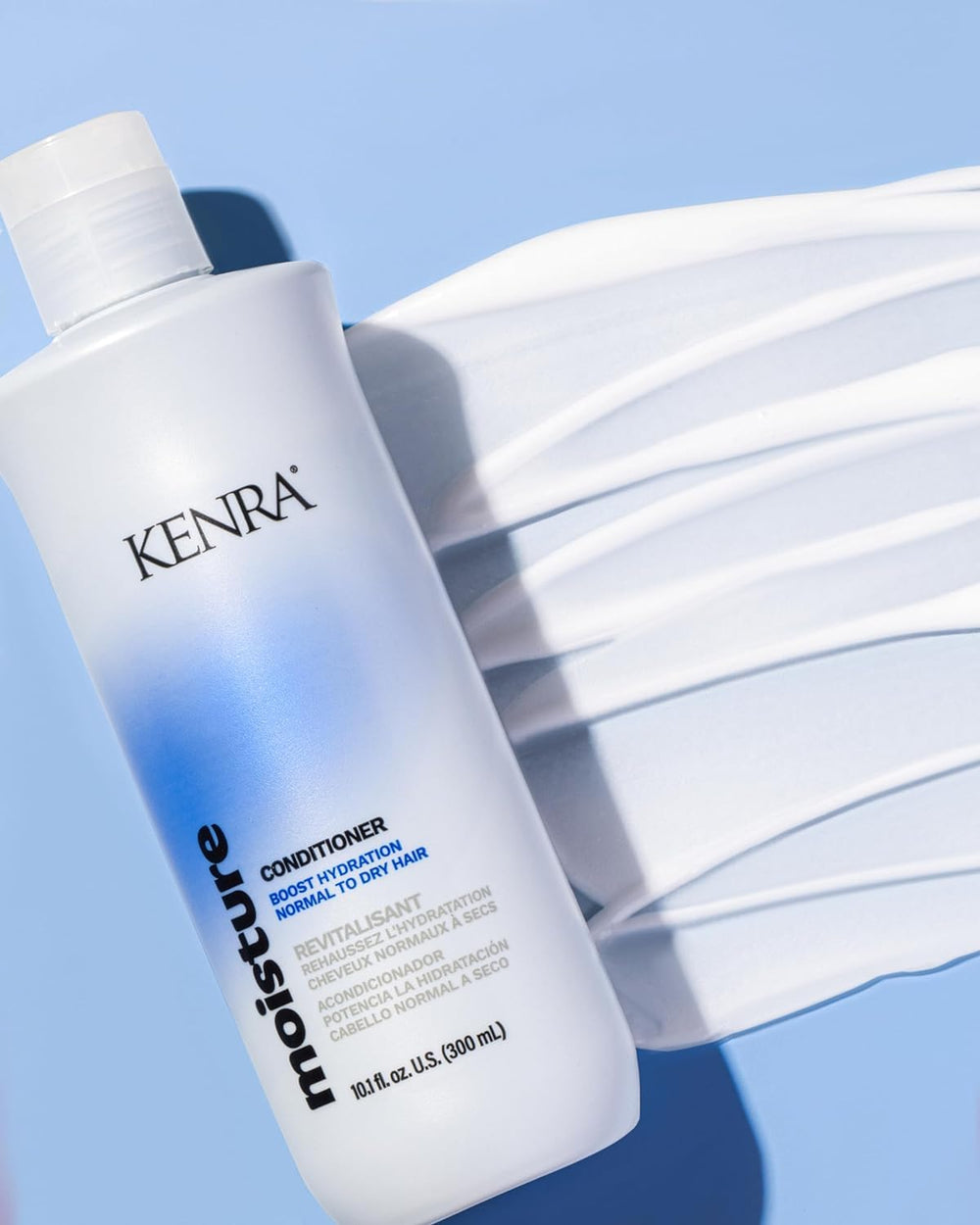 Kenra Moisture hair shine shot depicting sleek, luminous strands