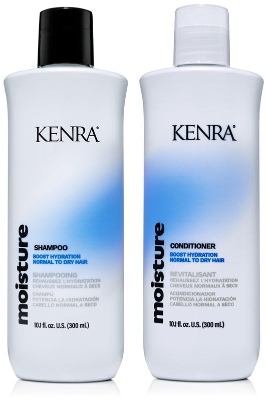 Kenra Moisture Shampoo bottle close-up highlighting hydration and detangling ease
