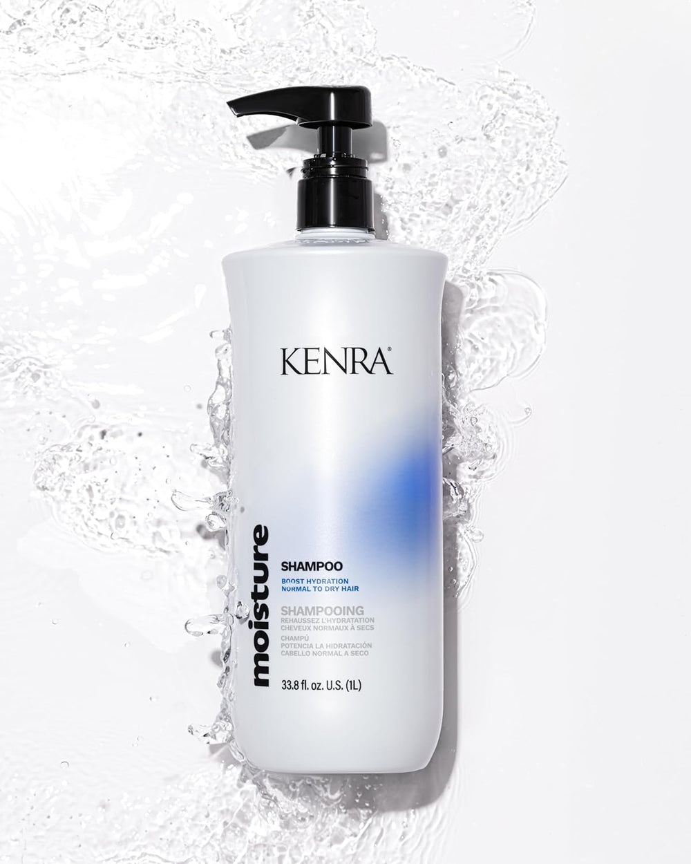 Kenra Moisture Shampoo lather close-up highlights gentle cleansing for daily use.