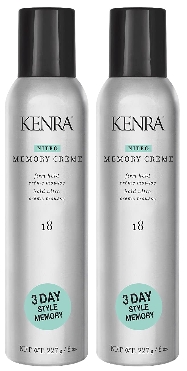 Kenra Nitro Memory Creme 18 mousse bottle offers smooth hold for all hair types.