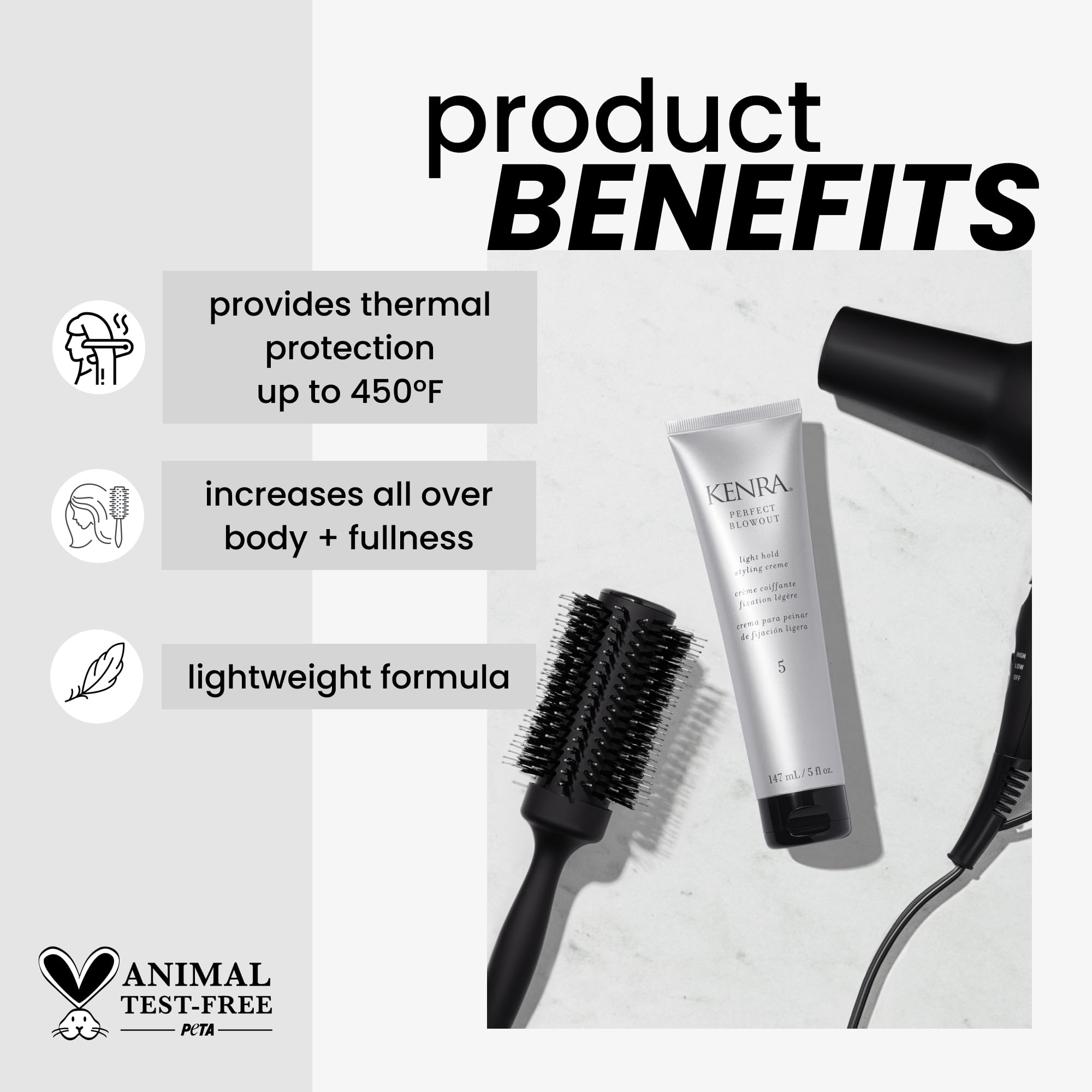 Kenra Perfect Blowout 5 bottle pack ready for two-hair-day use