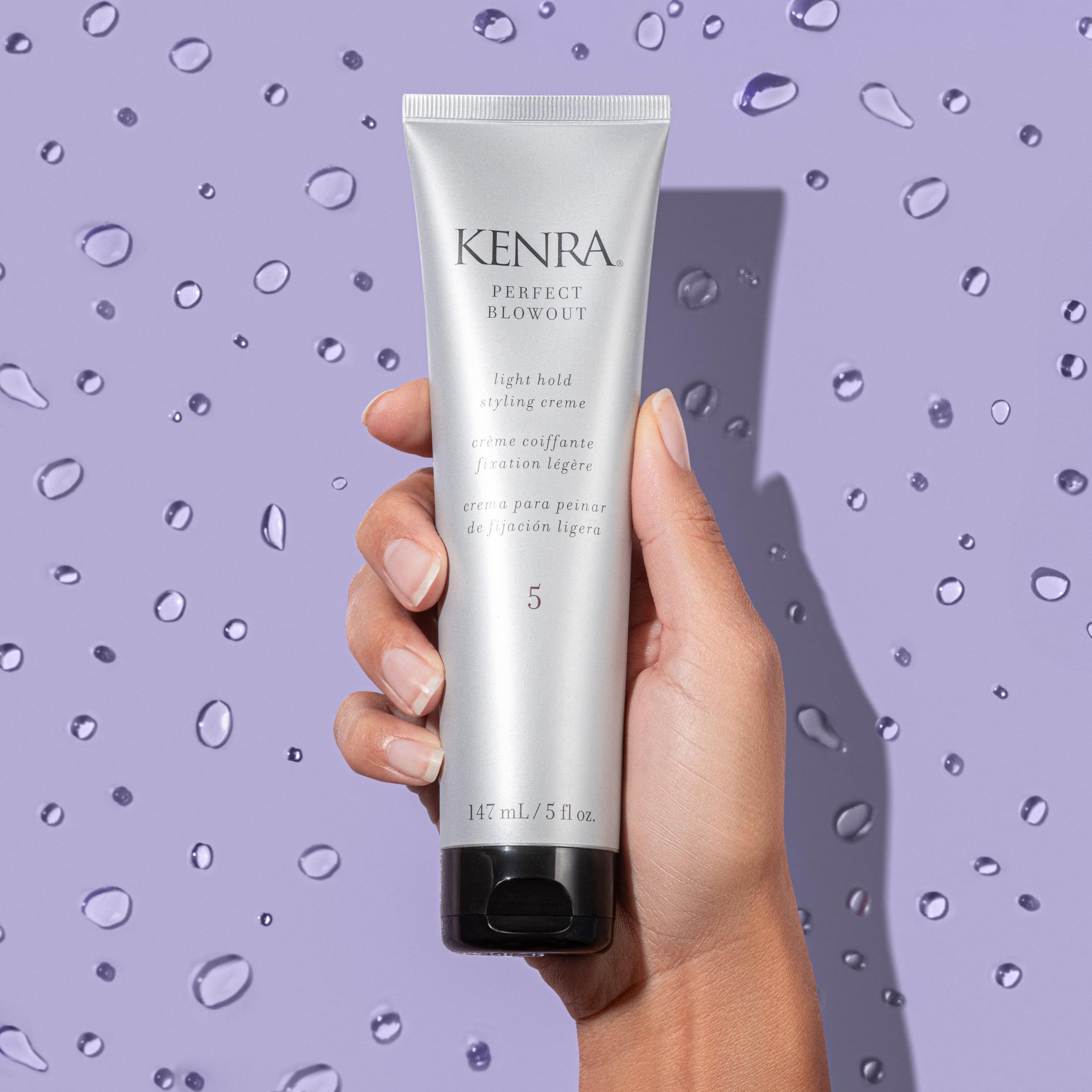 Kenra Perfect Blowout 5 bottle emphasizing frizz control and shine