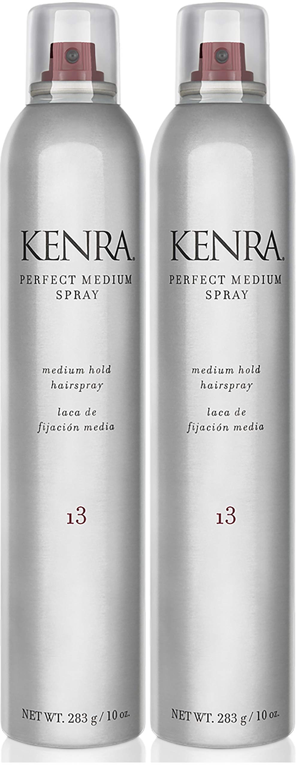 Kenra Perfect Medium Spray 13 bottle front view demonstrates quick-drying, medium-hold styling.