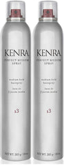 Kenra Perfect Medium Spray 13 bottle front view demonstrates quick-drying, medium-hold styling.