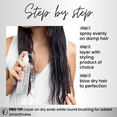Label detail of Kenra Platinum Blow-Dry Spray highlighting lightweight formula