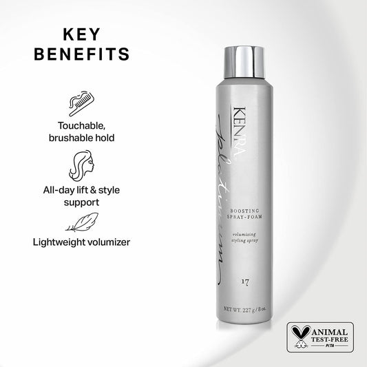 Kenra Platinum Boosting Spray-Foam 17 texture close-up shows brushable hold