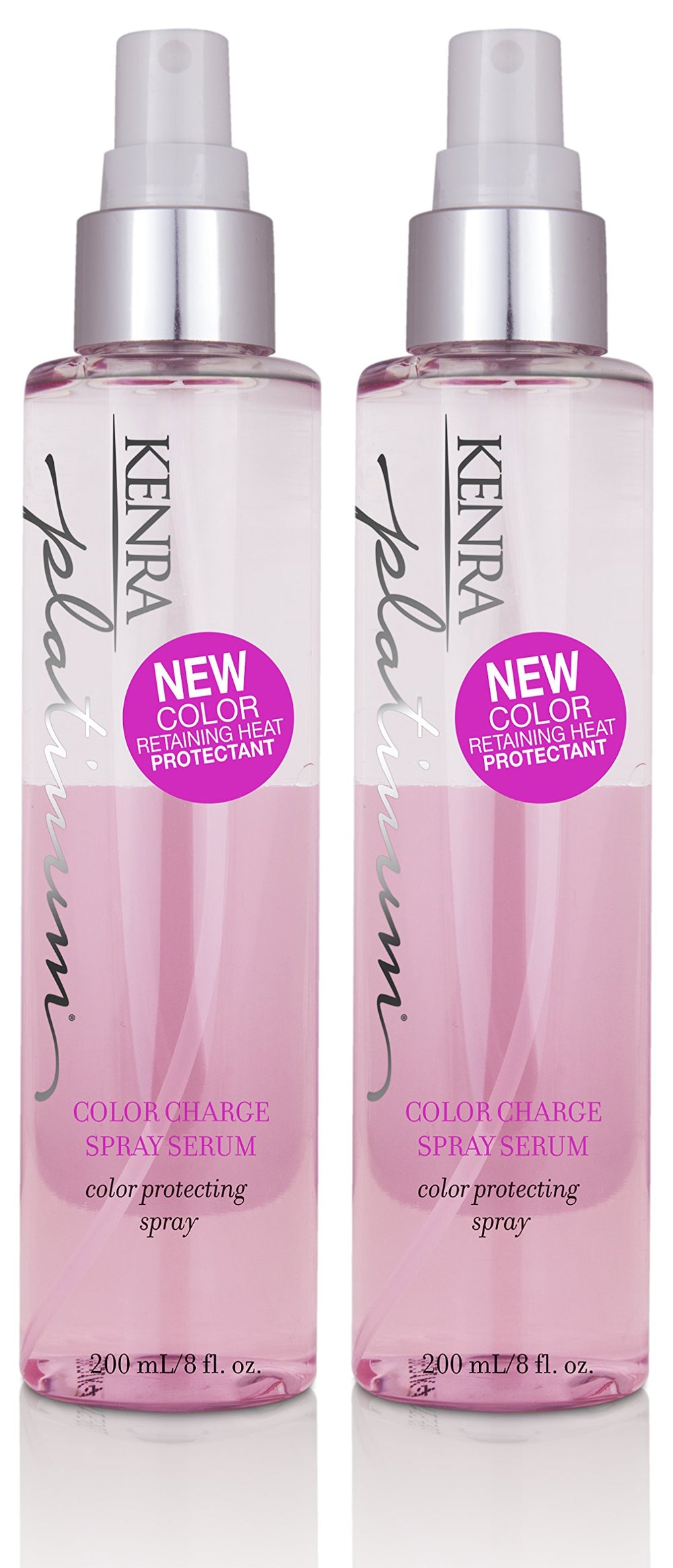 Kenra Platinum Color Charge Serum front view showing two-bottle color protection