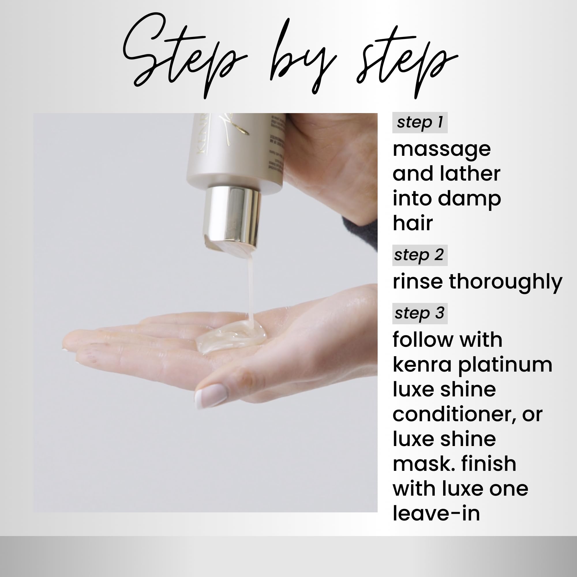 Kenra Luxe Shine product on hair with a glossy, reflective finish