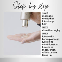Kenra Luxe Shine product on hair with a glossy, reflective finish