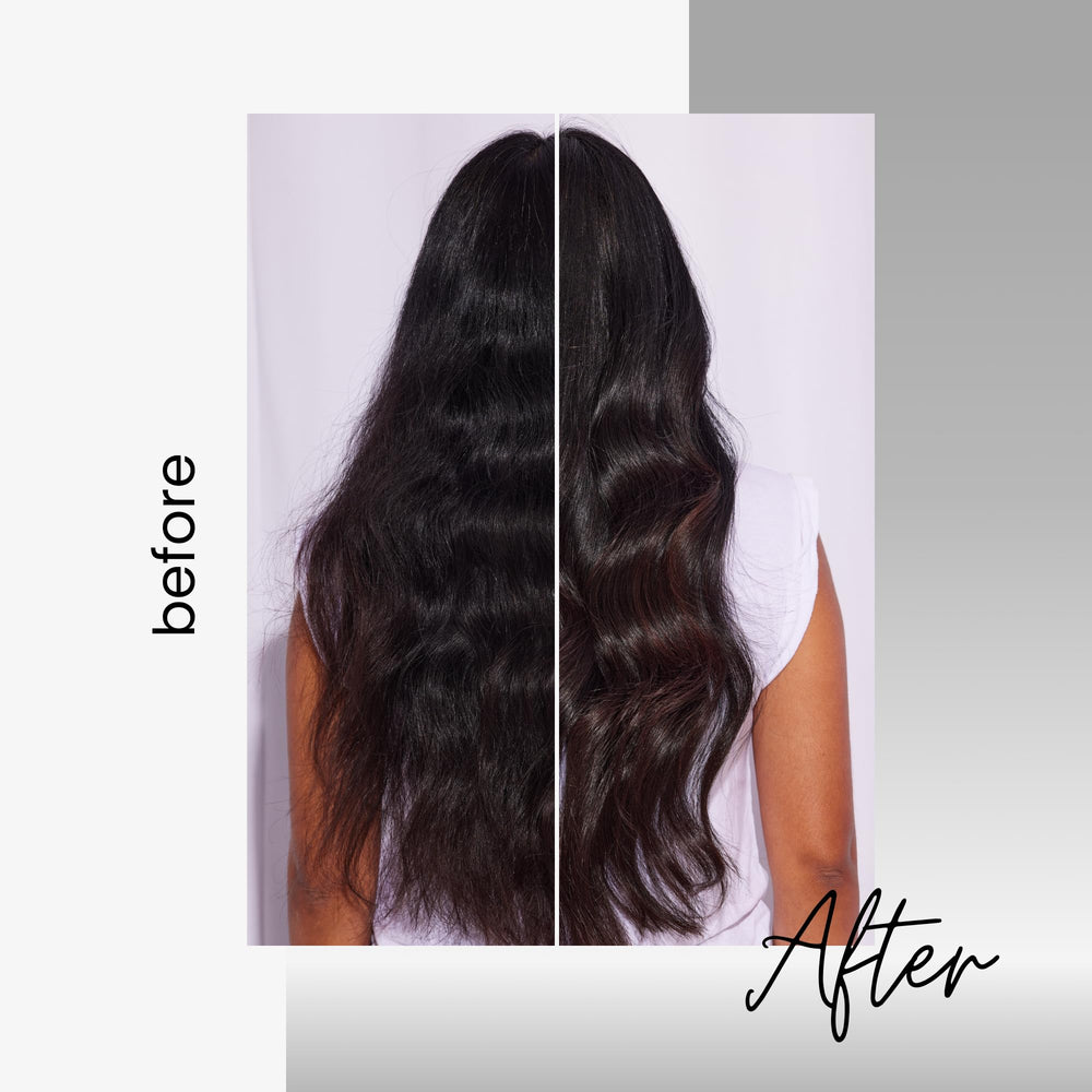 Kenra Platinum Luxe Shine bottle illustrating silky hair texture