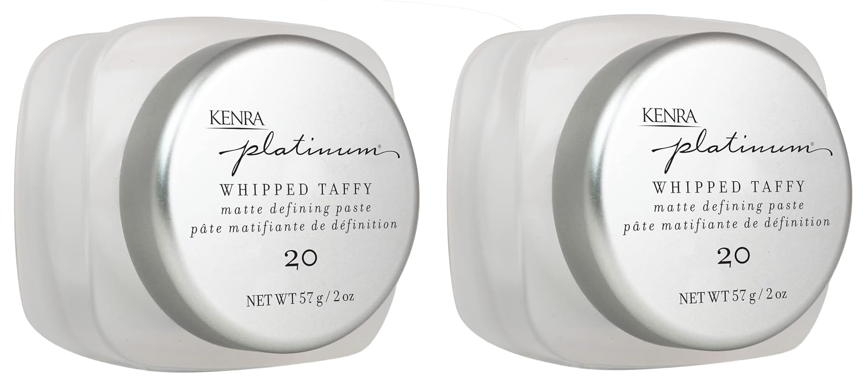 Kenra Platinum Whipped Taffy 20 duo-pack bottles for ultra-matte finish and flexible hold.