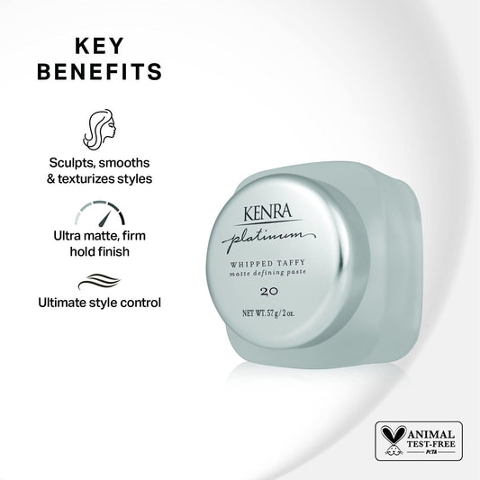 Kenra Platinum Whipped Taffy 20 texture swatch for flexible texturizing.