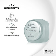 Kenra Platinum Whipped Taffy 20 texture swatch for flexible texturizing.