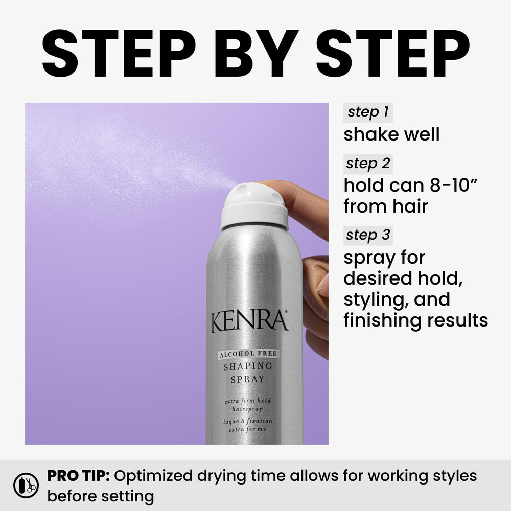 Kenra Shaping Spray 21 hands-on styling demonstrates flexible hold.