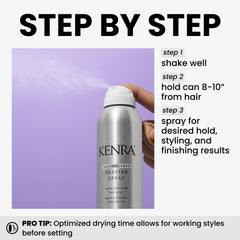 Kenra Shaping Spray 21 hands-on styling demonstrates flexible hold.