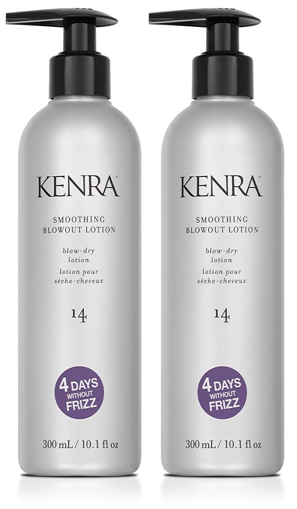 Kenra Smoothing Blowout Lotion 14 bottle pour enables precise application and frizz control.